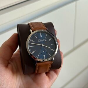 Chaps Men's Watch - Blue Dial with Brown Leather Strap